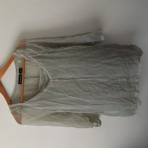 DKNY Sheer Blouse with Camisole Size (S) Overshirt Top Grey